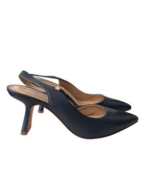 Antonio Melani Women's Kacy Kitten Heel Slingback Leather Pumps Size 6M Blue